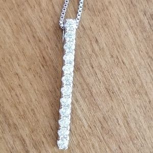Sterling Silver CZ Bar Necklace